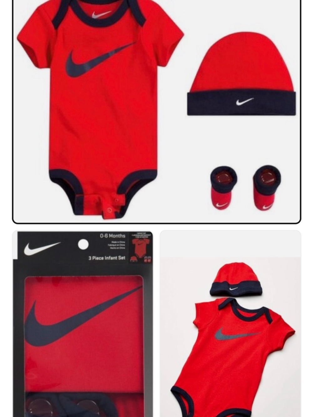 Nike Red Undershirt 3-Piece Set with Navy Swoosh